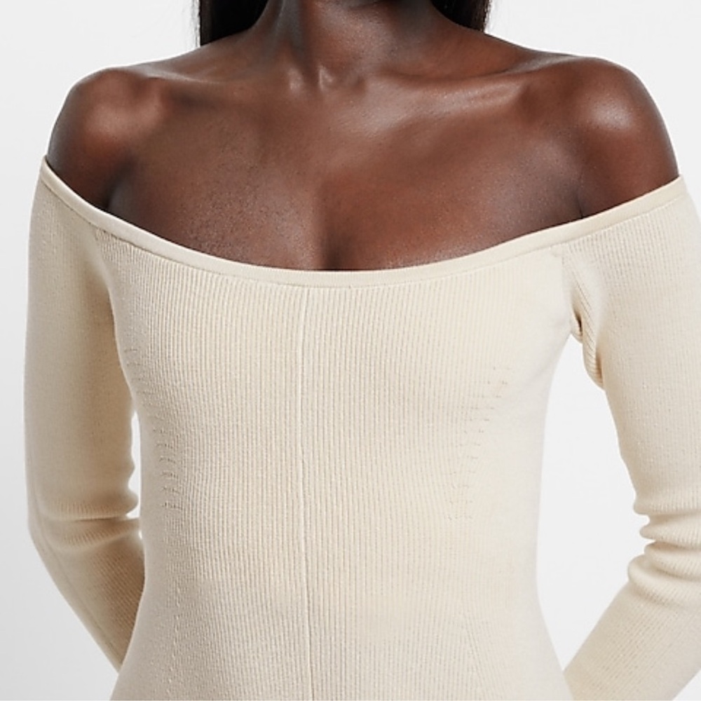 Express Bridal off the shoulder Sweater Maxi Dress - Picture 3 of 6